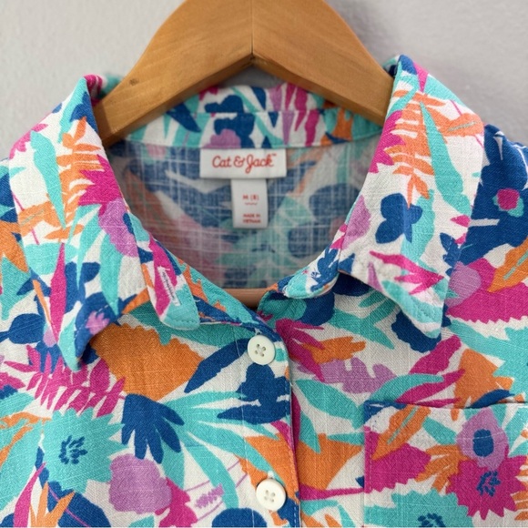Cat & Jack Blue and Orange Button Down Shirt - Picture 3 of 13